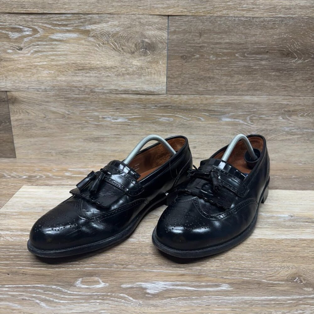 Bostonian Black Leather Wingtip Loafers Men's Size 10.5